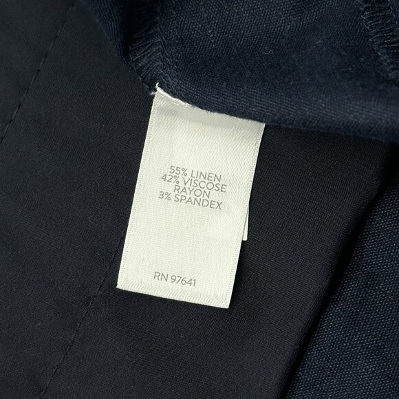 J Jill Linen Stretch Wide Leg Crop Women's Size Large Tall Navy Blue Pants - Picture 9 of 13